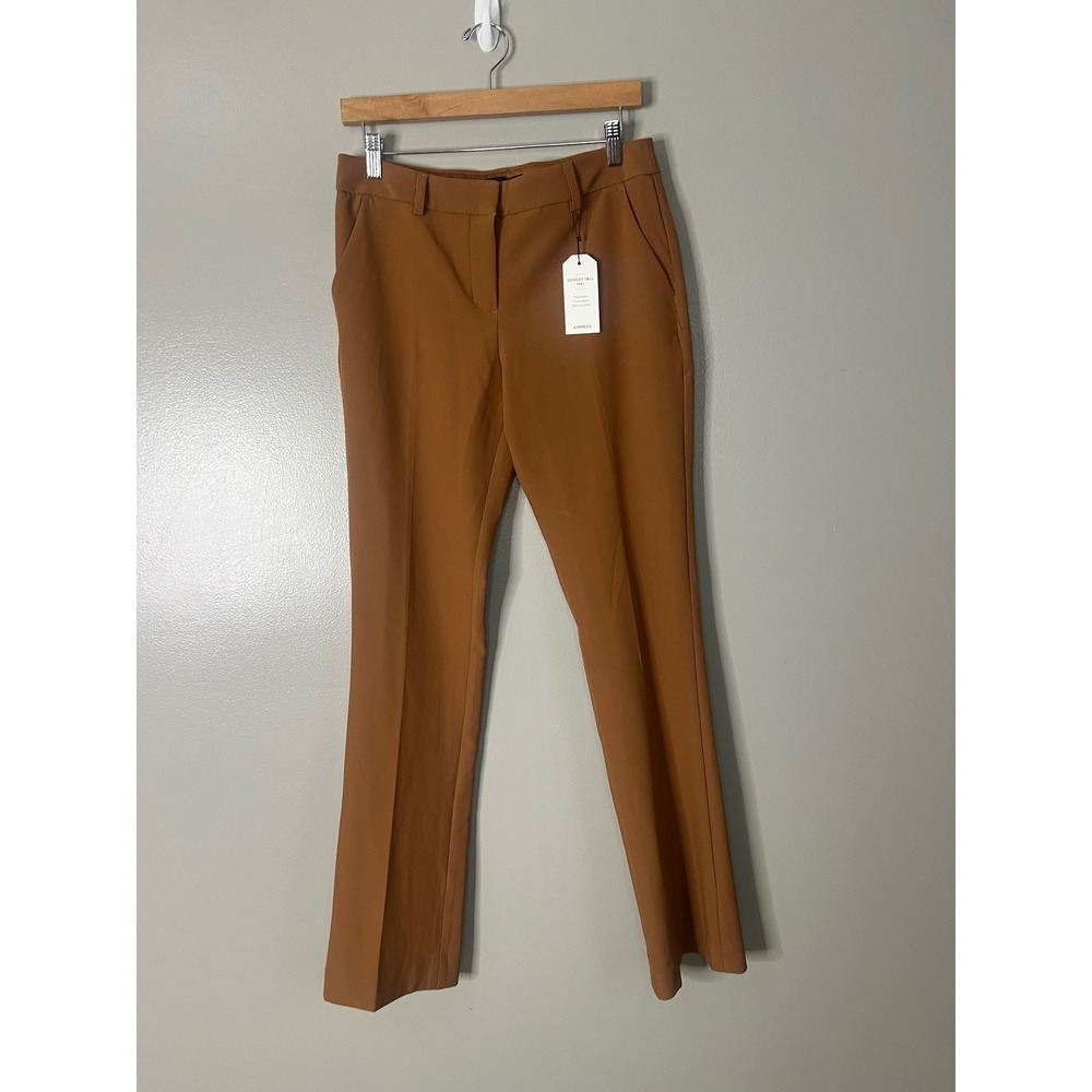 Express Supersoft Twill Bootcut Pants Mid Rise Brown 8R office workwear